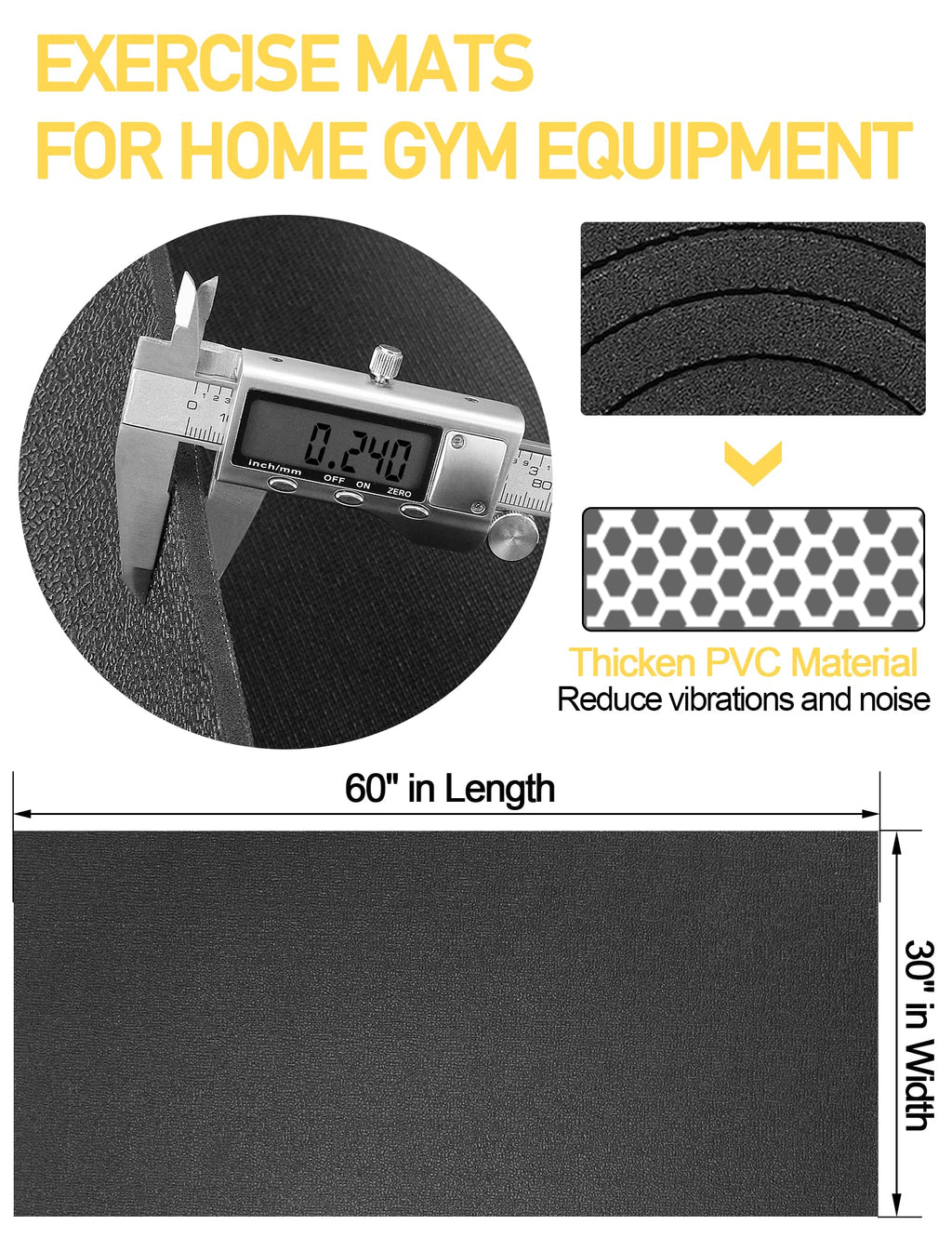 Treadmill Mat 96"x36", WERCHO Walking Pad Mat for Carpet Hardwood Floors 6mm Heavy-Duty Exercise Equipment Mat for Rowing Machine, Treadmil Pad, Spin Bike, Elliptical Trainer, Home, Gym
