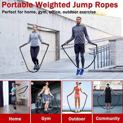 Jump Rope, Weighted Jump Rope for Men Women, 2.8lb Heavy Jumping Ropes for Fitness, Adult Skipping Rope for Home Gym Exercise, Improve Strength and Building Muscle Workout Equipment
