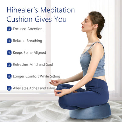 Hihealer Meditation Cushion, Traditional Tibetan Meditation Pillow Velvet Cover - Large Floor Cushion Seating for Adults - Yoga Buckwheat Bolster for Women、Moms