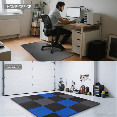 Fitvids Puzzle Exercise Gym Flooring Mat, 3/4" Thick High-Density EVA Interlocking Tiles, Workout Mat for Home Gym, Fitness Equipment, MMA, Gymnastics, 24-Piece Shock-Absorbing Exercise Mat (96 Sq Ft)