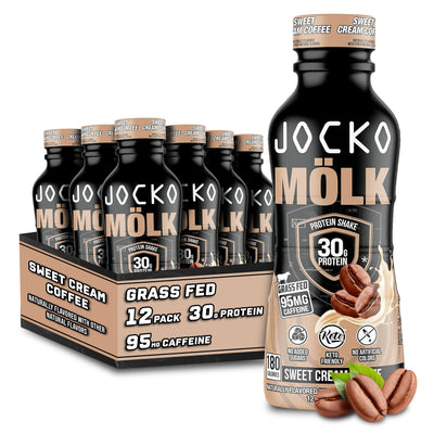 Jocko Mölk 30g Grass Fed Protein Shakes – No Added Sugar Protein Drinks KETO Friendly - Ready to Drink 12 FL Oz (Pack of 12) Banana Cream