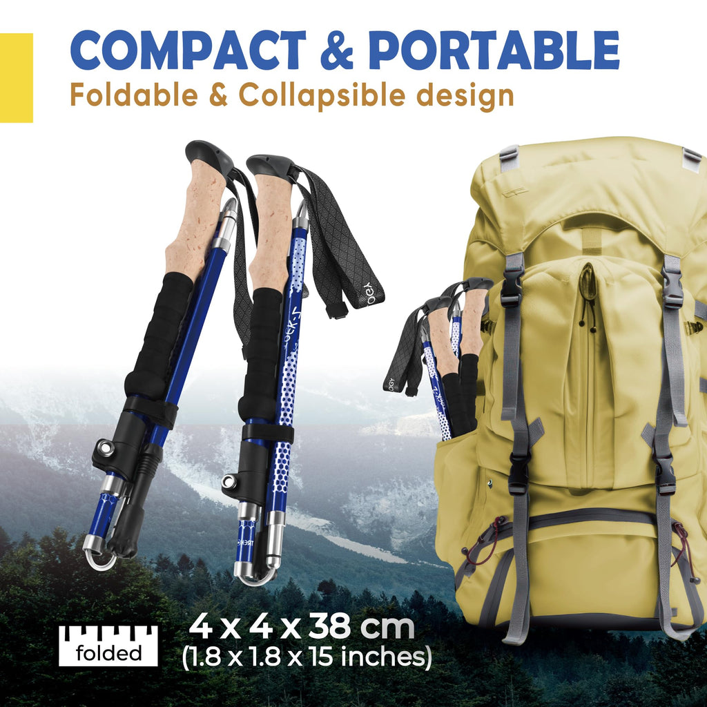 Trekology Trek-Z Collapsible Hiking & Trekking Poles - Balance Support for Seniors, Women, and Men, 2pc Per Set