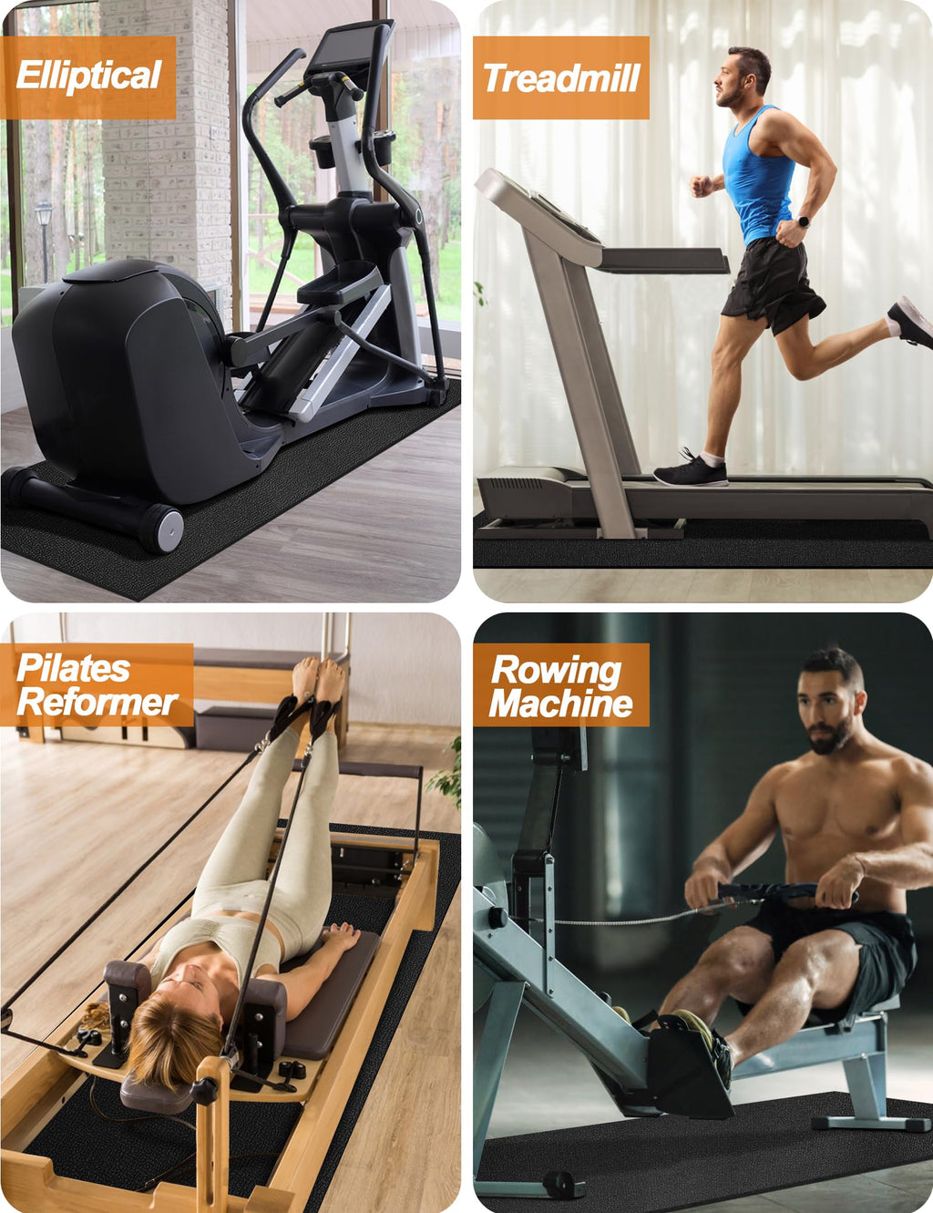 Treadmill Mat 96"x36", WERCHO Walking Pad Mat for Carpet Hardwood Floors 6mm Heavy-Duty Exercise Equipment Mat for Rowing Machine, Treadmil Pad, Spin Bike, Elliptical Trainer, Home, Gym