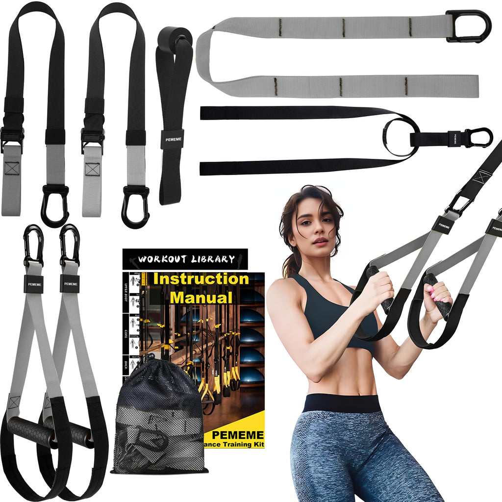 Home Resistance Training Kit | Full-Body Workout with Suspension Trainer Straps, Door Anchor, Handles, and Carrying Bag | Complete Home Gym Equipment