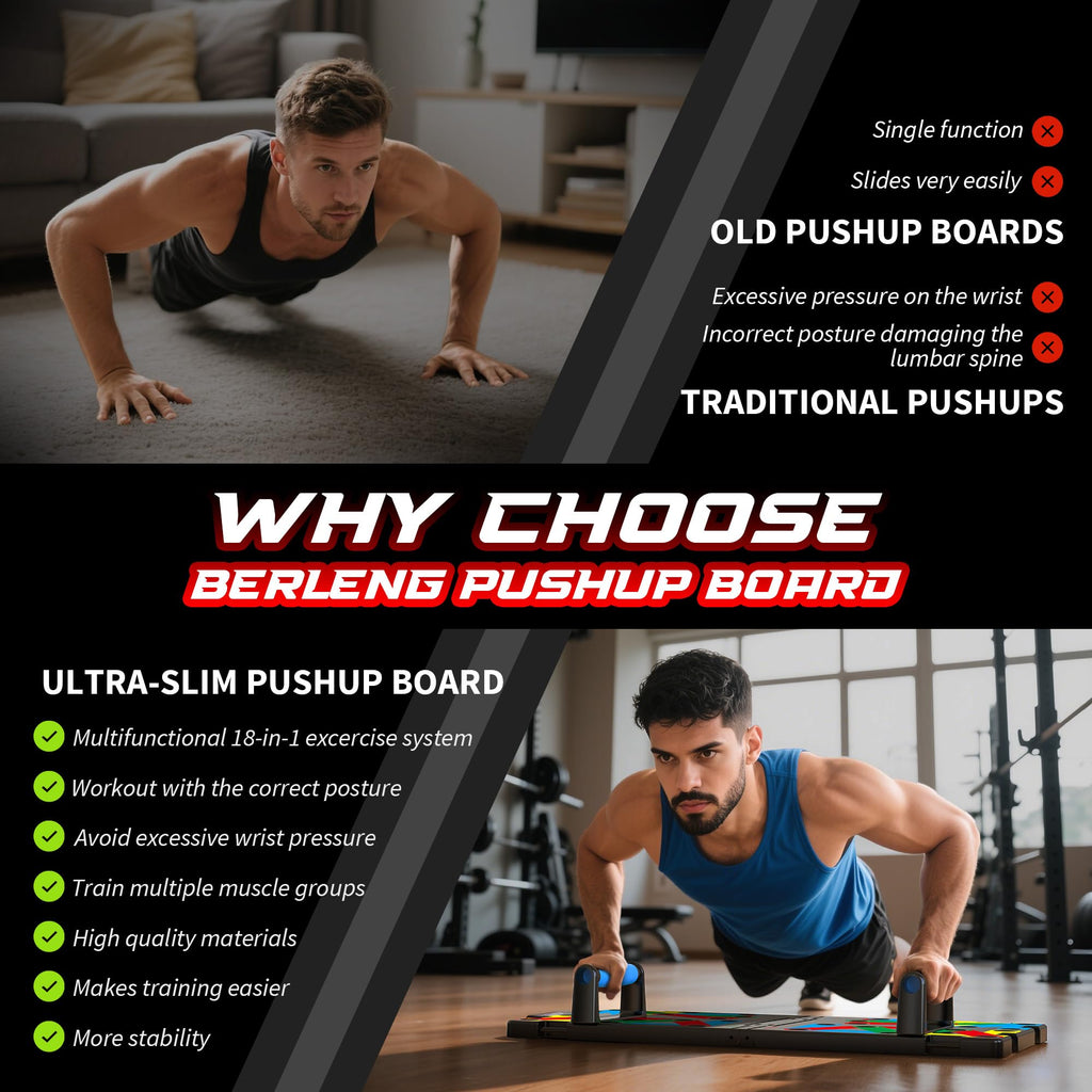 Solid Push Up Board 15 in 1 Home Workout Equipment Multi-Functional Pushup Stands System Fitness Floor Chest Muscle Exercise Professional Equipment Burn Fat Strength Training Arm Men & Women Weights