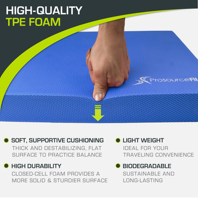 ProsourceFit Exercise Balance Pad – Large Cushioned Non-Slip Foam Mat & Knee Pad for Fitness, Stability Training, Physical Therapy, Yoga 15"x19"