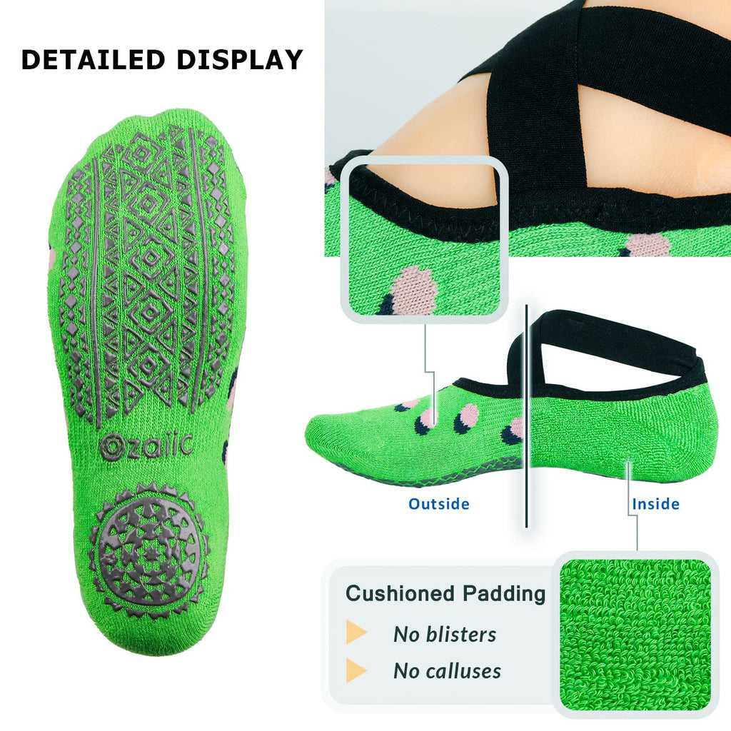 Ozaiic Pilates Socks for Women Non Slip Grip, Yoga Socks with Grippers for Barre, Hospital, Ballet, Dance, Barefoot Workout