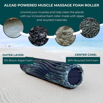 Oceanfoam Tidal Roller - Natural - Muscle Massage Foam Roller for Back Pain & Stretching - Firm and Ergonomic Wide Wave Textured - Yoga, Athletics, & Wellness - Full Size, 20" x 5"