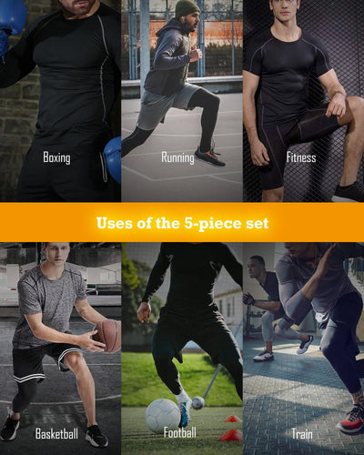 BOOMCOOL 5PCS Gym Clothes for Men Workout Sets