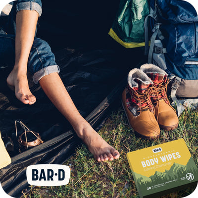 Bar-D Biodegradable Body Wipes with Tea Tree Oil & Aloe Vera - Refreshing Shower Wipes Great for Camping, Hiking, Post Workout and Travel (3-Pack, 10 Wipes/Pack)