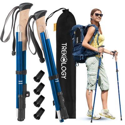 TREKOLOGY Trekking Poles – Lightweight, Adjustable Hiking Sticks for Men & Women – Durable Aluminum, Compact & Foldable with Comfortable Grip – Perfect for Hiking, Walking & Seniors, TREKZ XE