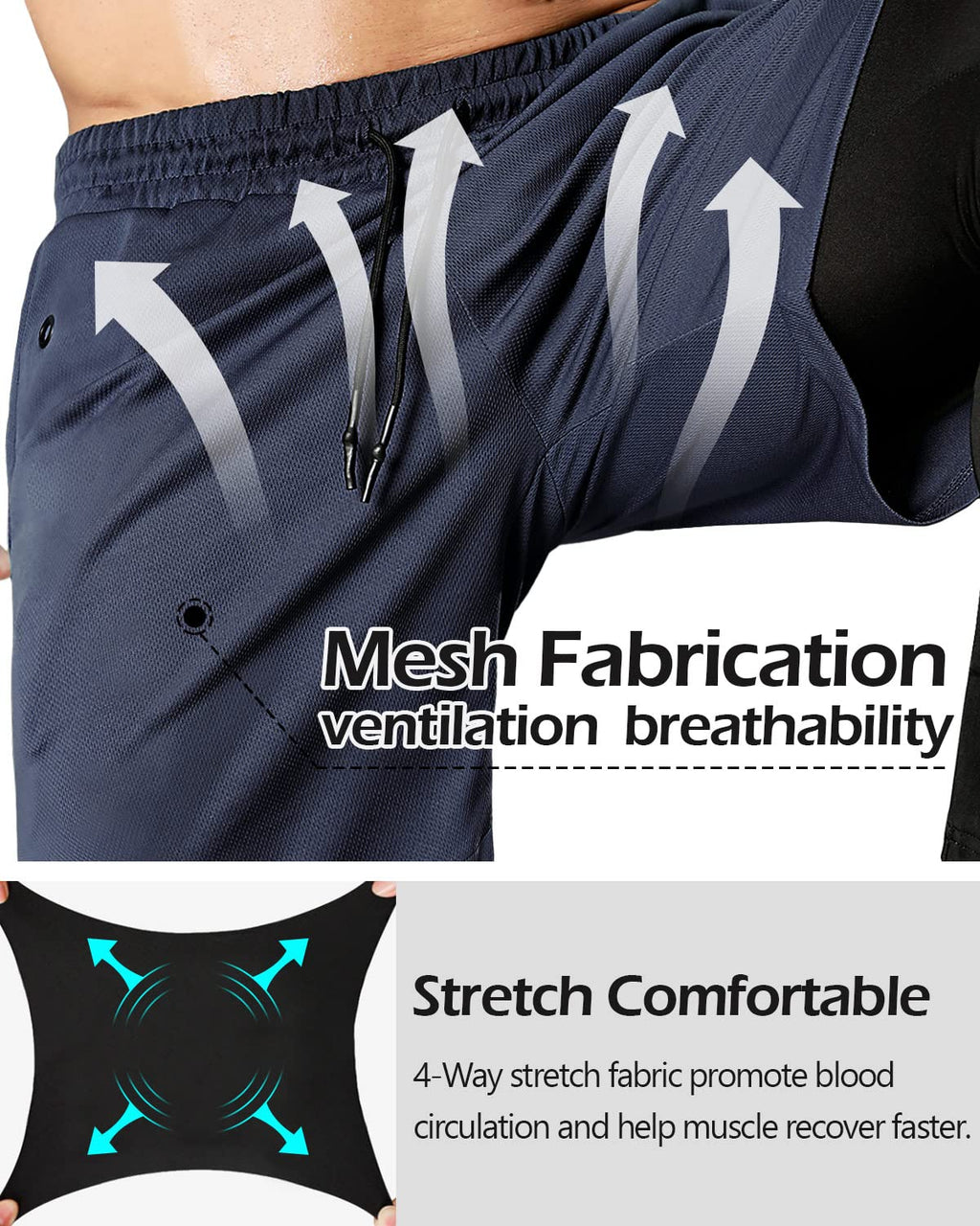 Aolesy Men's 2 in 1 Running Pants, Gym Workout Compression Pants for Men Training Athletic