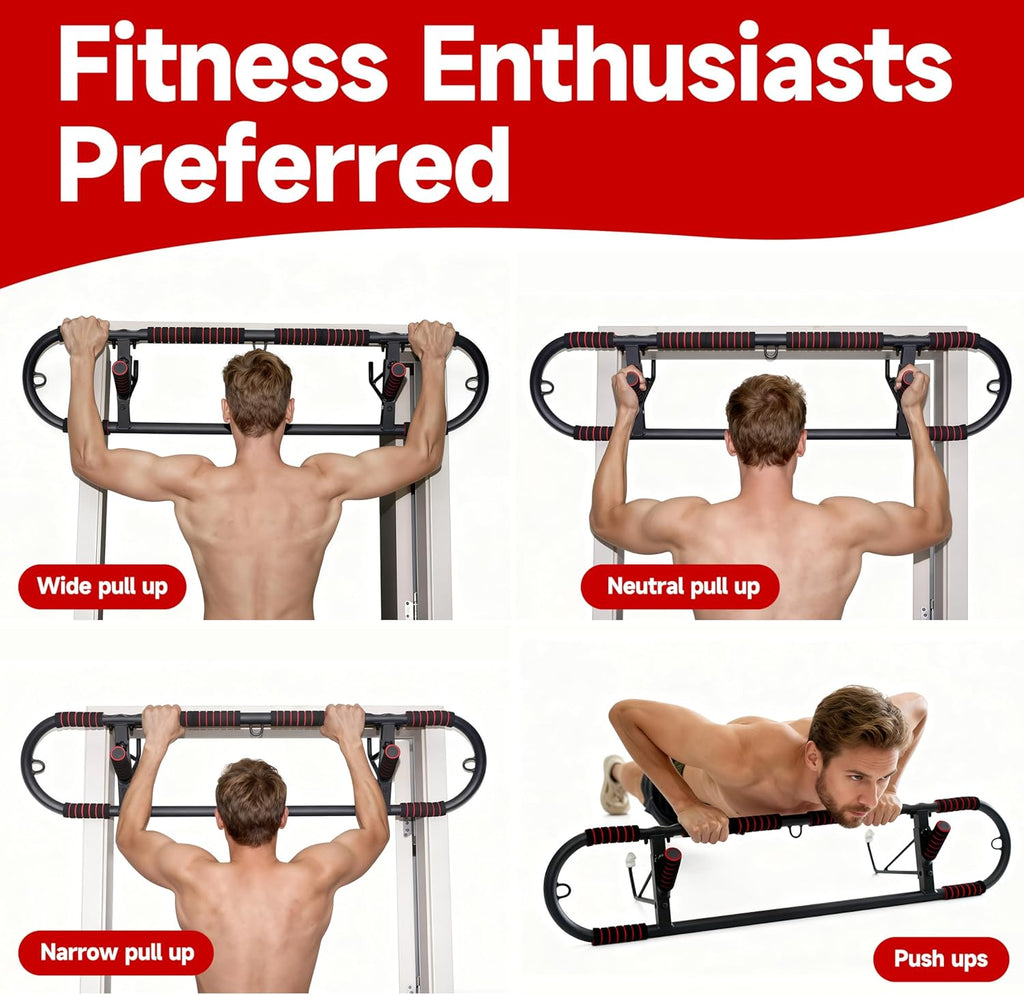 Adjustable Pull-Up Bar for Doorway - Heavy Duty, No Screw Installation, Multi-Function for Home Gym, Strength Training, JARGUUO