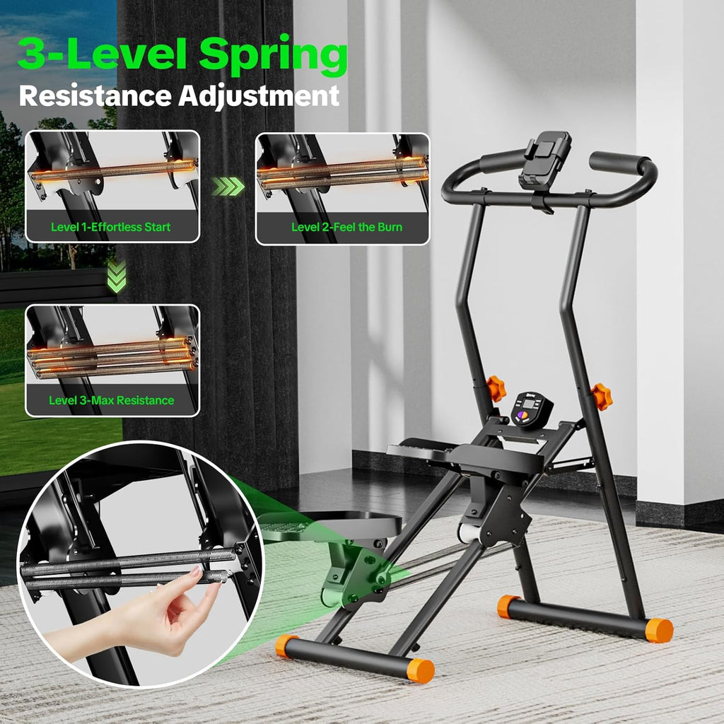 Stair Stepper for Home Gym, 2025 Upgrade Stair Climber with 3-Level Spring Resistance & Height, Non-Slip Pedals and Digital Tracker, Home Exercise Machine for Women and Men, Black