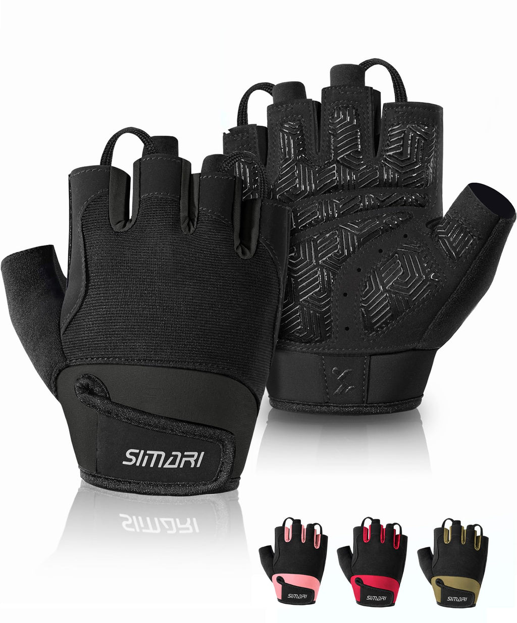 SIMARI Breathable Workout Gloves for Men & Women, Weight Lifting Gloves with Padded, Grip, Full Palm Protection, Gift for Gym Exercise, Cycling, Weightlifting Training, Fitness, Black, Pink, Size