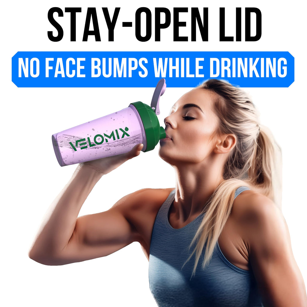 VELOMIX -2 Pack- 28 oz Protein Shaker Bottles for Protein Mixes - 2x Wire Whisk | Leak Proof Shaker Cups for Protein Shakes | Protein Shaker Bottle Pack (Black/Transparent)