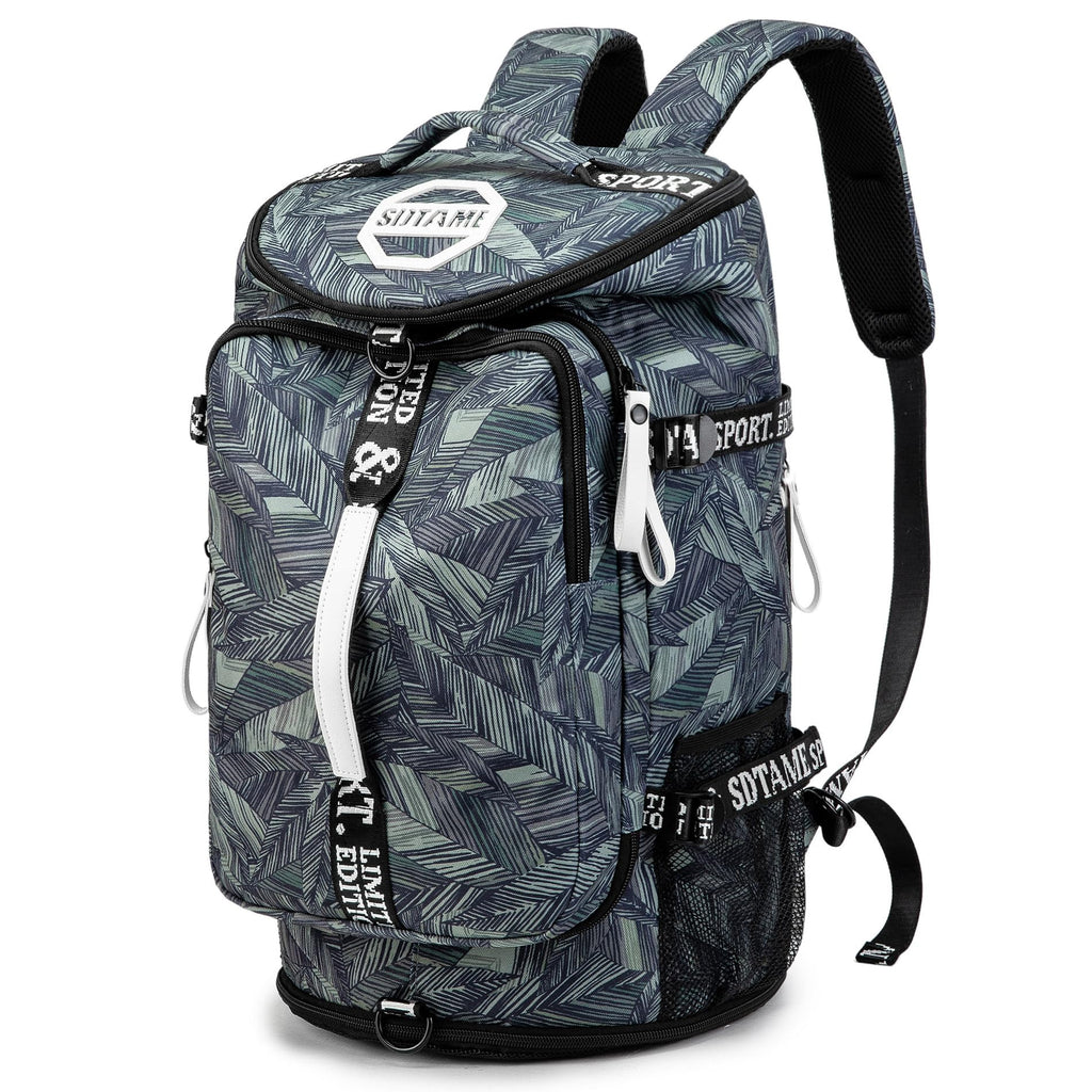 Gym Duffle Bag Backpack with Shoe Compartment,4 ways Travel Backpack for Women and Men,Multi-Functional Weekender bag with Waterproof Layer&Laptop Compartment for Fitness, Travel,Camping