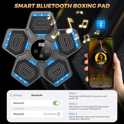 2025 Music Boxing Machine for Adults and Kids, Smart Bluetooth Boxing Training Equipment with Gloves Wall Mounted, Workout Punching Machine for Home,Office and Gym
