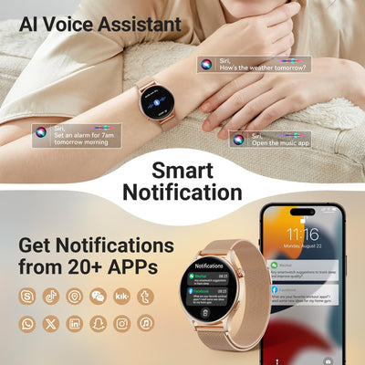 Fitpolo Smart Watch for Women,1.3" AMOLED Touchscreen Fitness Tracker, Make/Answer Calls, Heart Rate SpO2 Monitor, IP68 Waterproof, Sleep & Activity Tracking Smartwatch for Android Phones iPhone