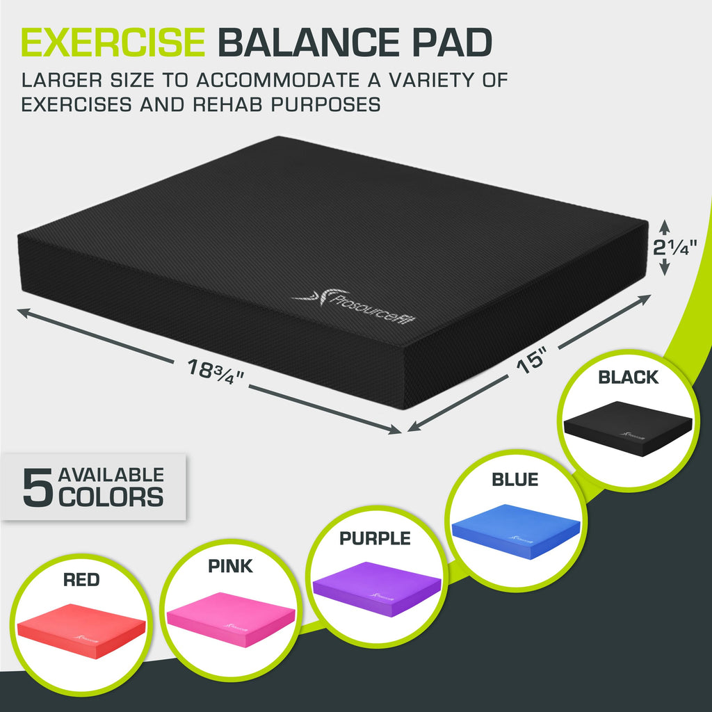 ProsourceFit Exercise Balance Pad – Large Cushioned Non-Slip Foam Mat & Knee Pad for Fitness, Stability Training, Physical Therapy, Yoga 15"x19"