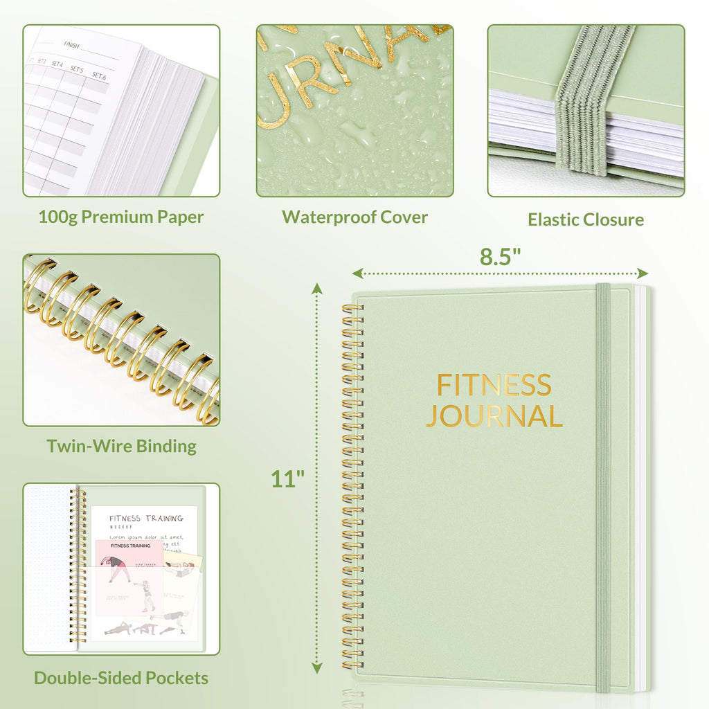 Fitness Journal Workout Planner for Women & Men, A5 (6.4" x 8.3") Workout Journal Log Book Planner Gift for Track Gym Essentials, Home Workouts, Track Progress, Achieve Wellness Goals, Pink