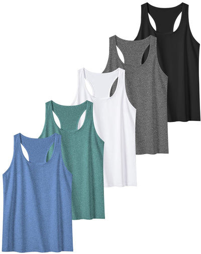 6 or 5 Pack Workout Tank Tops for Women, Athletic Racerback Sports Tank Tops, Compression Sleeveless Dry Fit Shirts