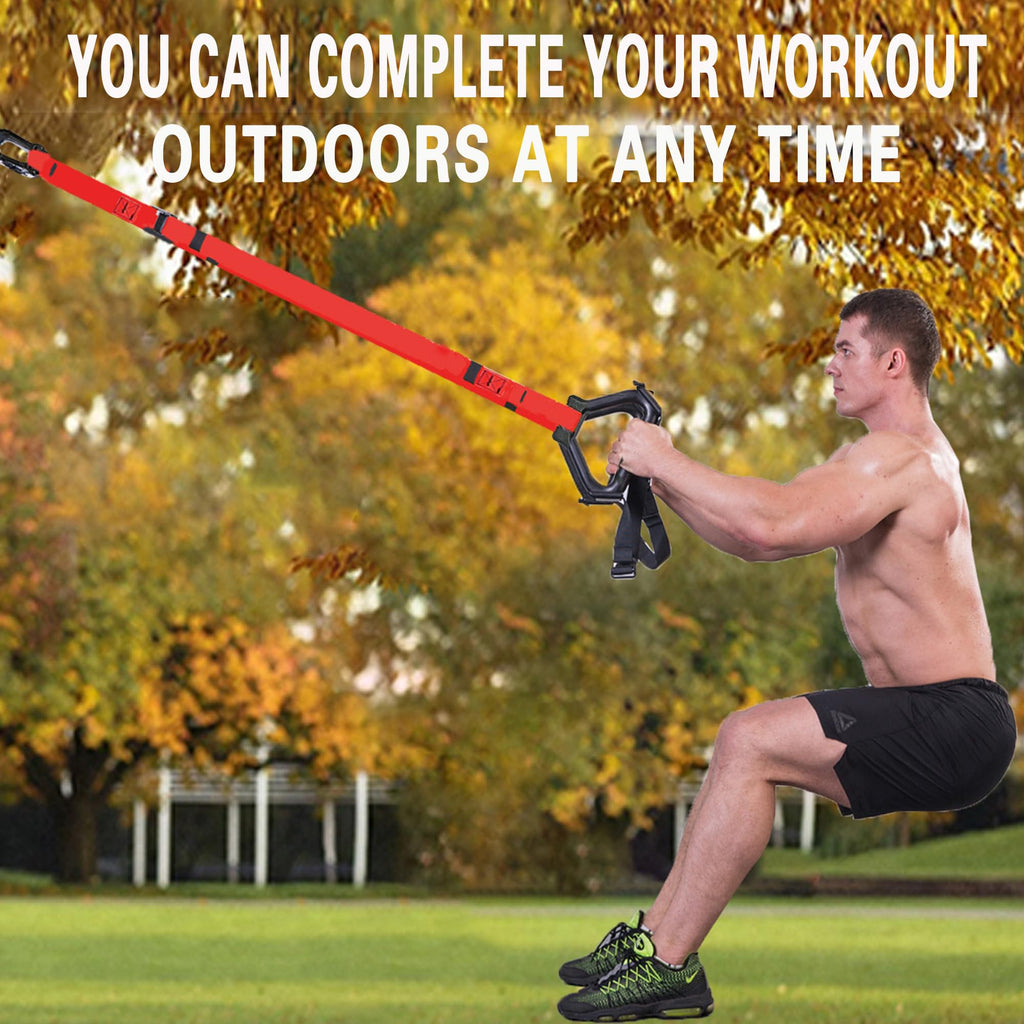 Bodyweight Resistance Training Straps, Complete Home Gym Fitness Trainer kit for Full-Body Workout, Included Door Anchor, Extension Strap, Fitness Guide