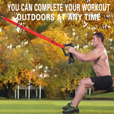 Bodyweight Resistance Training Straps, Complete Home Gym Fitness Trainer kit for Full-Body Workout, Included Door Anchor, Extension Strap, Fitness Guide