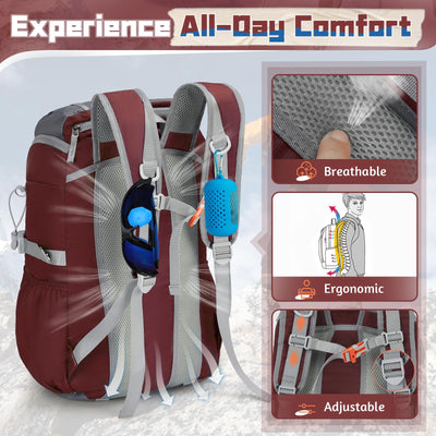 RAINSMORE Foldable Hiking Backpack for Women Men Packable Camping Backpack 40L Waterproof Hiking Daypack Bag Lightweight Collapsible Daypack for Travel Trekking Mountaineering Large Capacity Black