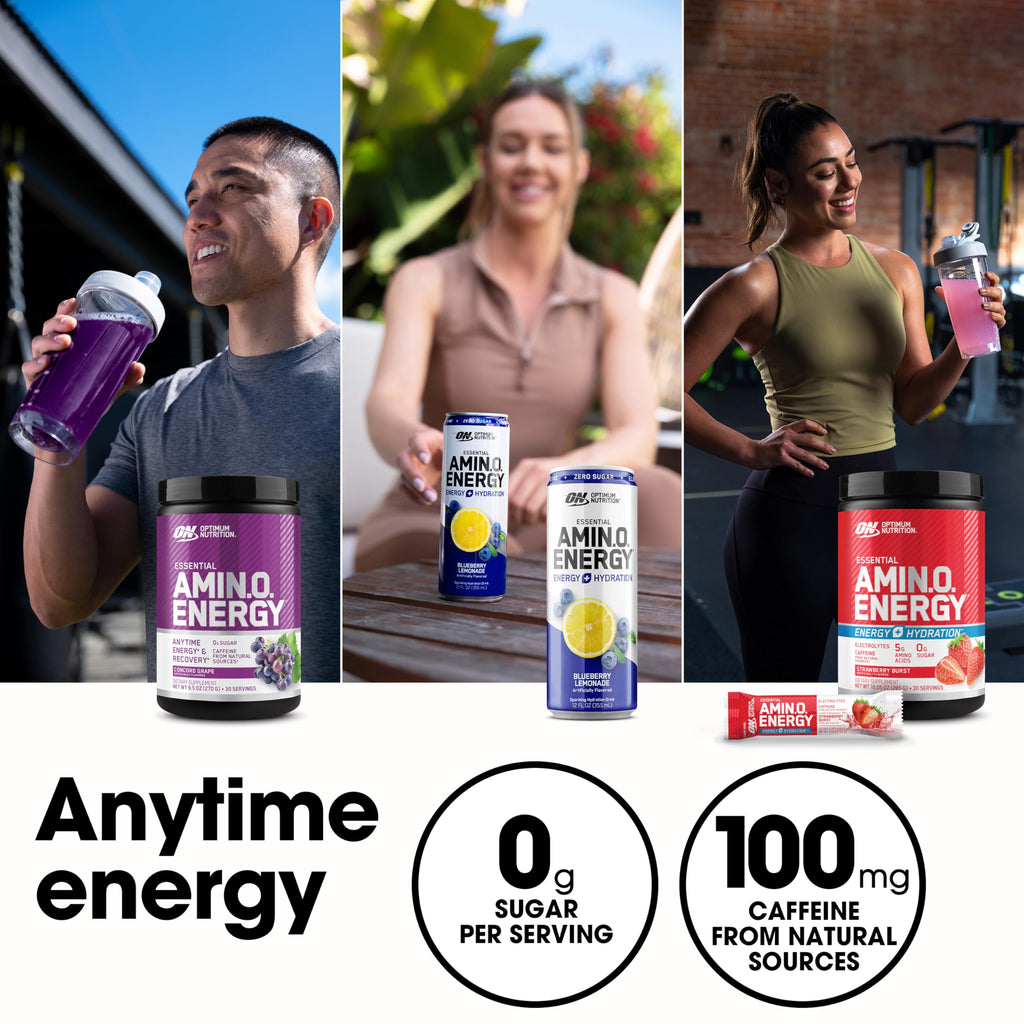 Optimum Nutrition Amino Energy - Pre Workout with Green Tea, BCAA, Amino Acids, Keto Friendly, Green Coffee Extract, Energy Powder - Watermelon, 30 Servings (Packaging May Vary)