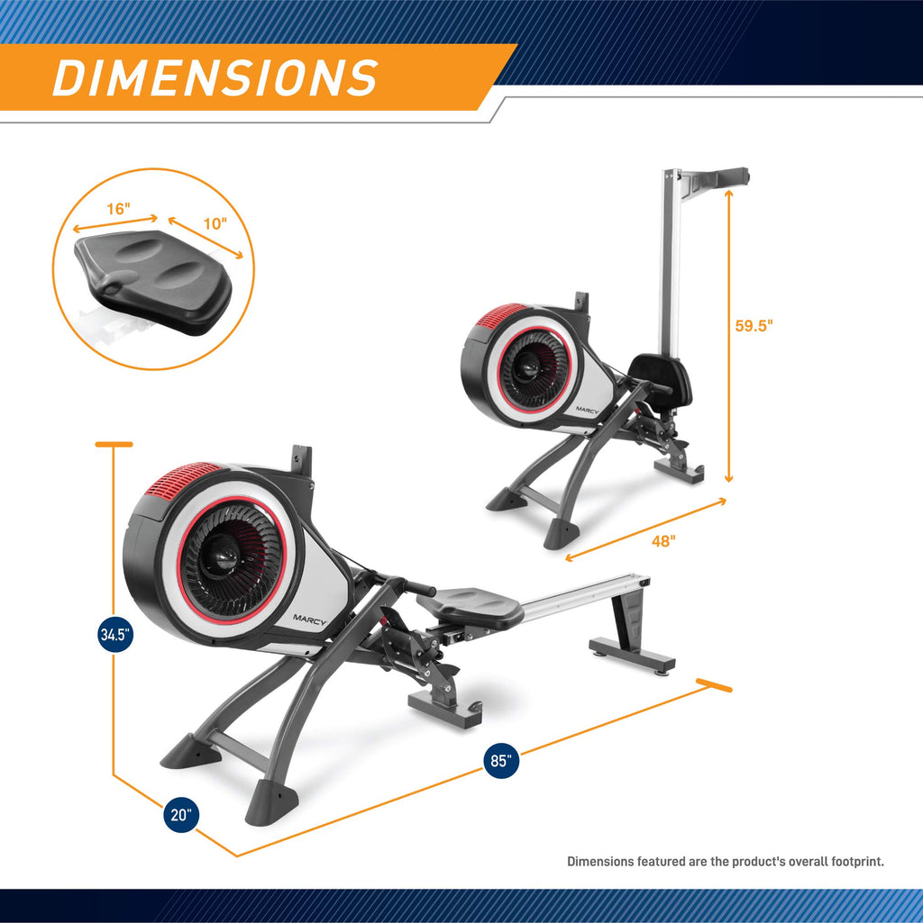 Marcy Air Resistance Rowing Machine with Transport Wheels