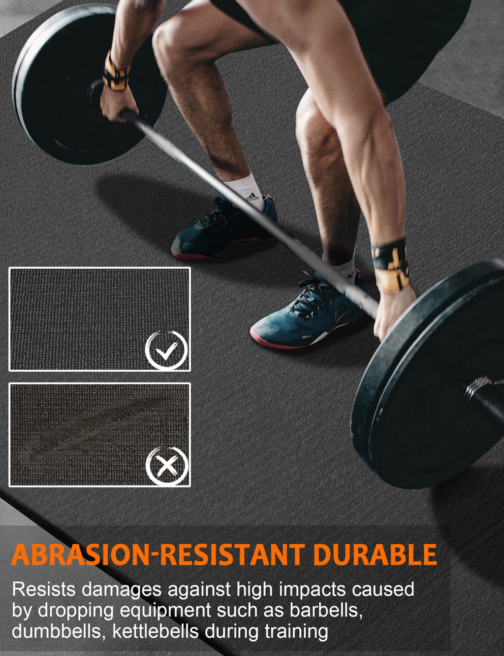 Large Exercise Mat 8'x5'|12'x6' Workout Mat for Home Gym Mats Exercise Heavy Duty Gym Flooring Fitness Mat Large Yoga Mat Cardio Mat for Weightlifting, Jump Rope, MMA, Shoe-Friendly