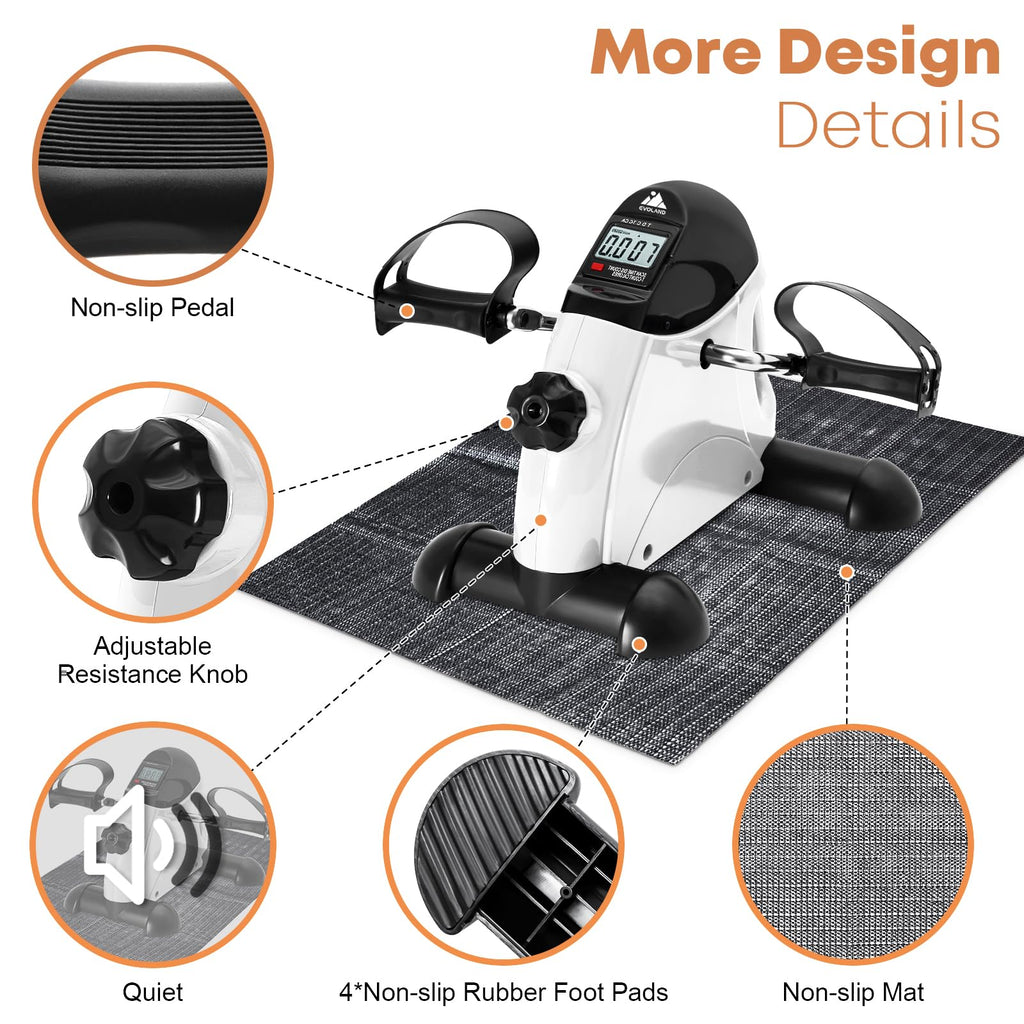 Mini Exercise Bike, AGM Under Desk Bike Pedal Exerciser Foot Cycle Arm & Leg Pedal Exerciser with LCD Screen Displays