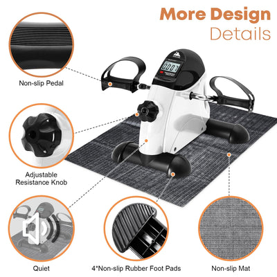 Mini Exercise Bike, AGM Under Desk Bike Pedal Exerciser Foot Cycle Arm & Leg Pedal Exerciser with LCD Screen Displays