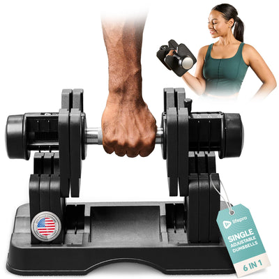 Lifepro Adjustable Dumbbells Set - 5in1-15lb 25lb 43lb 55lb weights Set & Single with Rack - Quick Adjust, Secure Grip - Compact Hand Weights for Men Women Home Gym