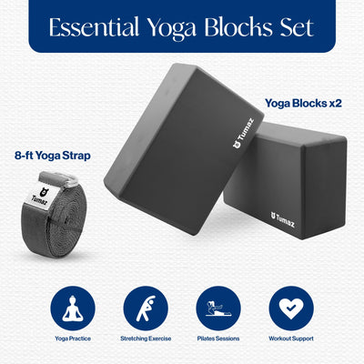 Tumaz Non-Slip Yoga Blocks 2-Pack - High Density/Lightweight EVA Foam & Natural Cork for Stability, Premium Set with E-Book Included