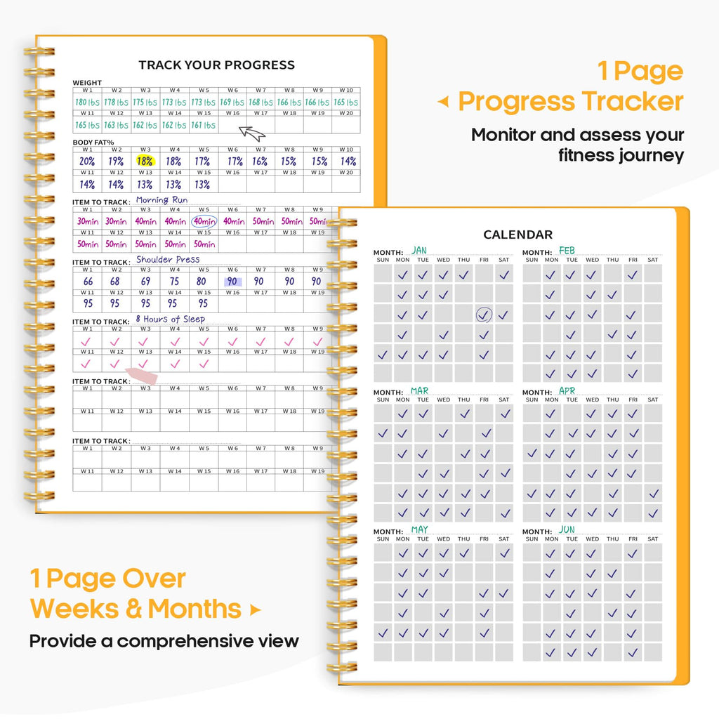 Fitness Workout Journal for Women & Men, A5(5.5" x 8.2") Workout Log Book Planner for Tracking, Progress, and Achieving Your Wellness Goals - Green