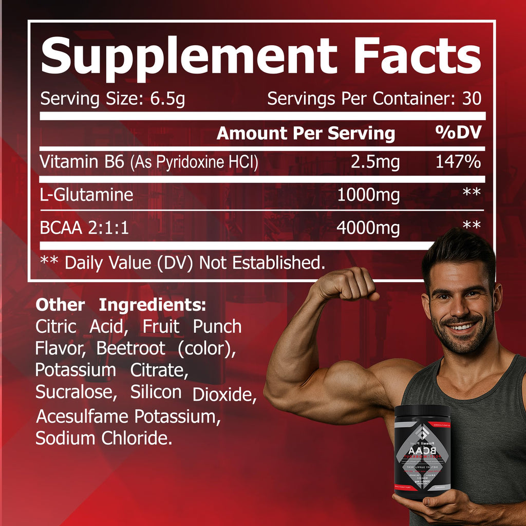 Fossil Fuel Sugar-Free BCAA Powder – Post-Workout Muscle Recovery with BCAAs, Glutamine, Vitamin B6, Amino Acids, Endurance & Hydration, Honeydew Watermelon (30 Servings)