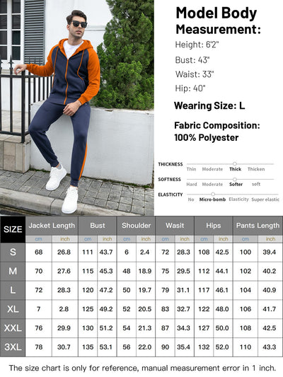 Men's Tracksuit 2 Pieces Set Zip Up Hoodie Sweatsuits Athletic Jogging Suit Set Casual Outfit with Pockets