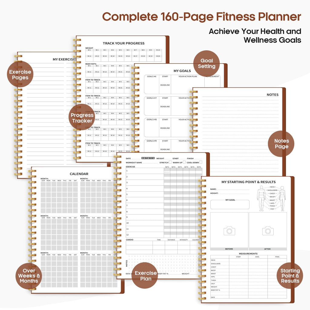 Fitness Workout Journal for Women & Men, A5(5.5" x 8.2") Workout Log Book Planner for Tracking, Progress, and Achieving Your Wellness Goals - Green