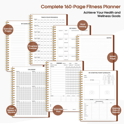 Fitness Workout Journal for Women & Men, A5(5.5" x 8.2") Workout Log Book Planner for Tracking, Progress, and Achieving Your Wellness Goals - Green