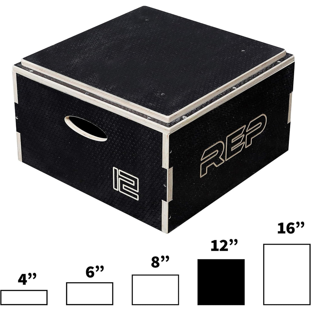 Rep Wooden Plyo Box | Stackable Jump Platforms for Home Gym Workouts | Multiple Height Options from 4, 6.8 and 12" Exercise Step Up Boxes for CrossFit & Plyometric Training | Durable Fitness Equipment