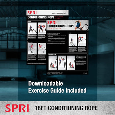 SPRI Battle Rope - Weighted Rope for Strength Training, Working Out, and High-Intensity Workouts for Building Stamina and Endurance - Durable Conditioning Rope - 18ft Long with 1.5" Thickness