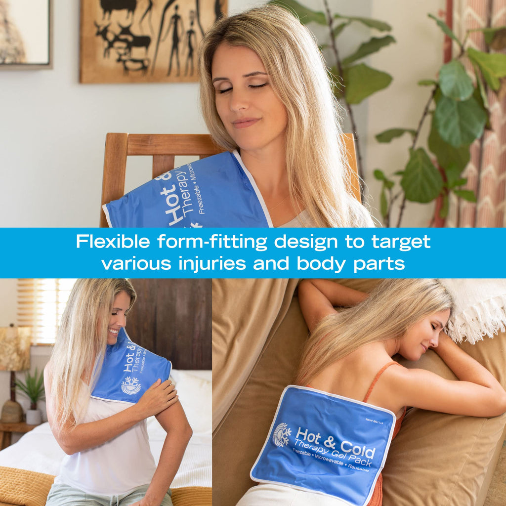 Roscoe Medical Gel Soft Flexible Ice Packs for Injuries, Reusable Freezer Hot and Cold Pack, Cold Compress & Cooling Gel Pad for Shoulder, Hip, Leg, Arm, Ankle & Foot Injury, 7.5 x 11 Inches, Medium