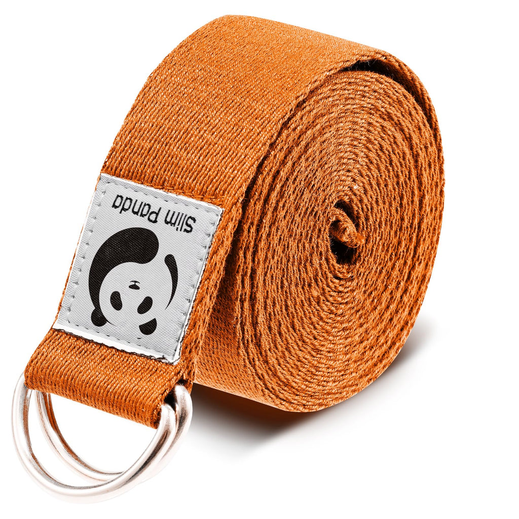 Slim Panda Yoga Strap for Stretching,Cotton Yoga Strap with Adjustable D-Ring Buckle,Non-Elastic Yoga Belt for Pilates,Gym Workouts,Physical Therapy,Improve Flexibility