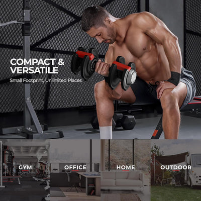 Yaheetech Adjustable Dumbbell Set 28/40/52.5/90LBS Adjustable Dumbbells Fast Adjust Dumbbell Weight Set with Anti-Slip Handle and Tray for Men/Women Home Gym Strength Training Equipment Single/Pair