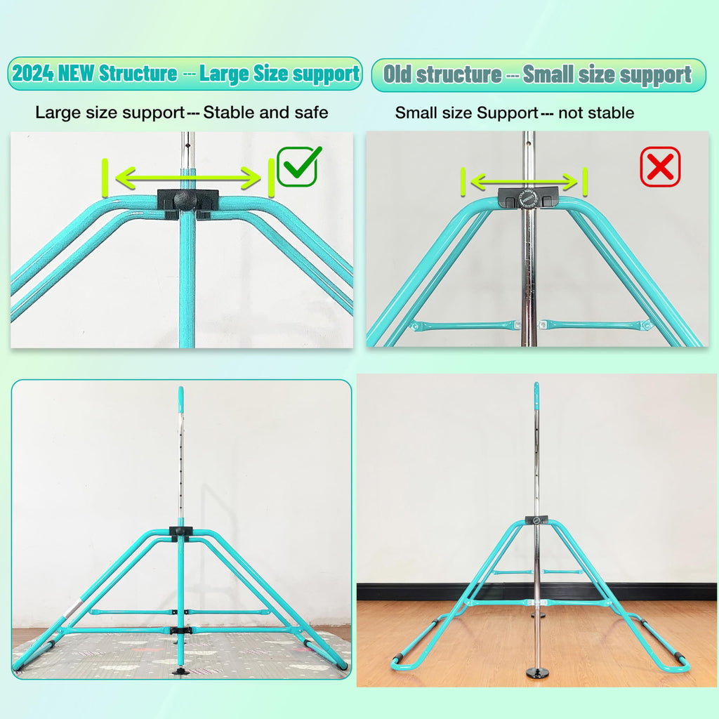 MARFULA Foldable Gymnastic Bar for Kids Ages 3-9, 9 Height Levels, 200 lbs Weight Capacity, 5 Ft Length Gymnastic Kip Bar with Mat, Gymnastic Equipment for Home and Gym Center Indoor Outdoor Use
