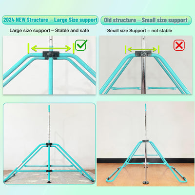 MARFULA Foldable Gymnastic Bar for Kids Ages 3-9, 9 Height Levels, 200 lbs Weight Capacity, 5 Ft Length Gymnastic Kip Bar with Mat, Gymnastic Equipment for Home and Gym Center Indoor Outdoor Use