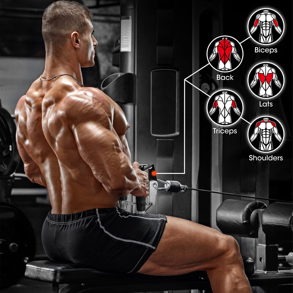 Yes4All Cable Machine Attachment, Row Handles, Tricep Rope, Straight Bar, V Bar, LAT Pulldown Accessories Load 880 LB for Home Gym