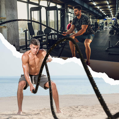 Yes4All 1.5/2 Inch Battle Ropes with Extra Protective Sleeve, Workout Ropes for Cross-Training Home Gym & Fitness Exercises, Strength Training - 30,40,50 Feet Lengths Available